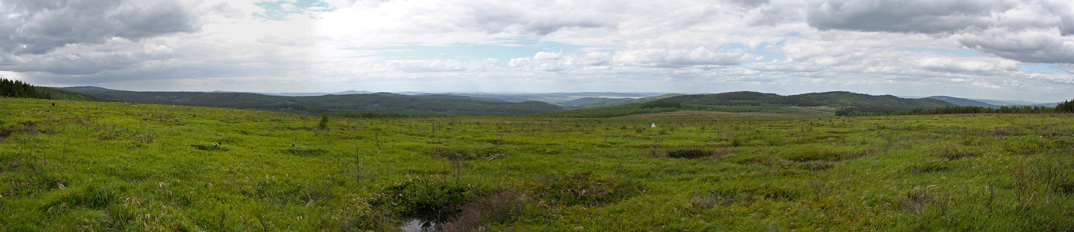 Pohled z nejvyšší části dopadové plochy Brda přibližně na sever. 

